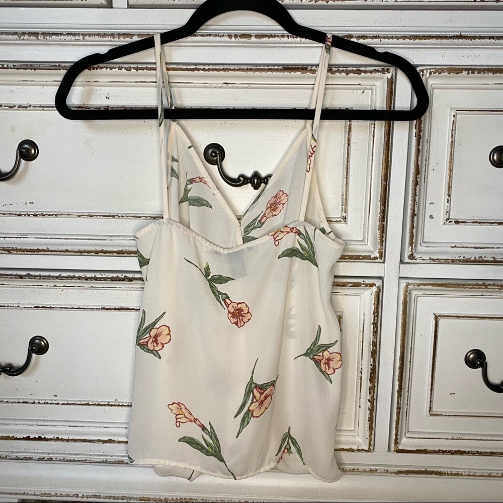 Forever 21 Cream Floral Spaghetti Strap Tank Top - Picture 2 of 4